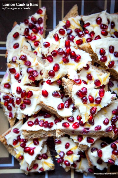 Lemon Cookie Bars with Pomegranate Seeds